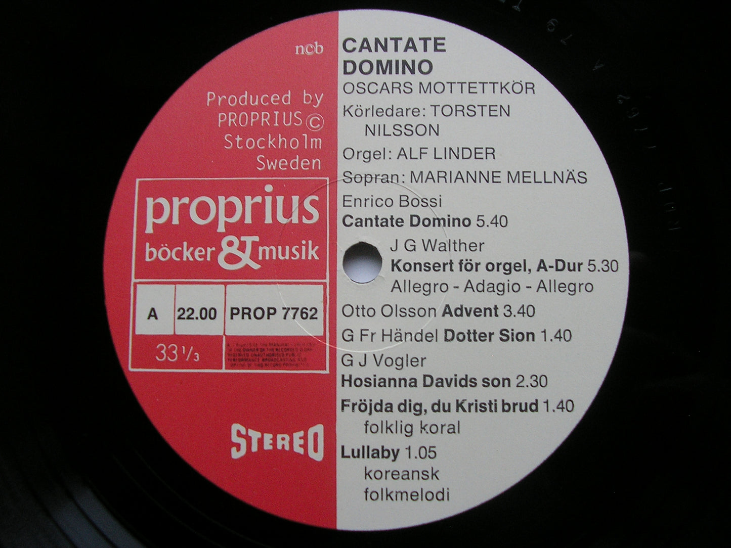 CANTATE DOMINO OSCARS MOTETTKOR PROP 7762