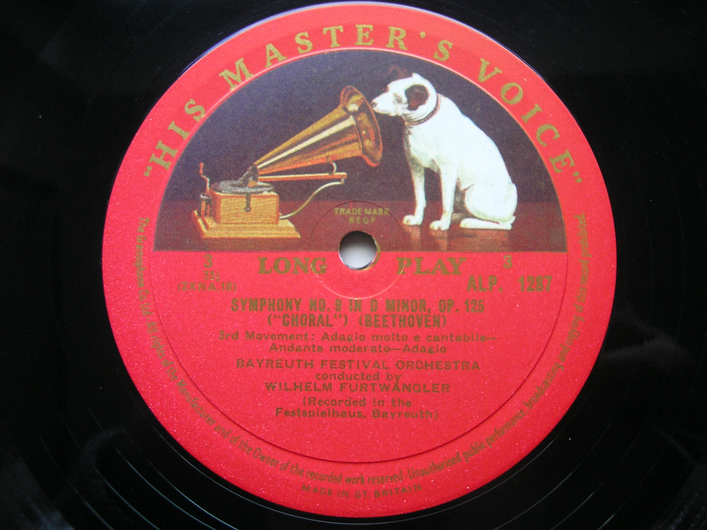 BEETHOVEN: SYMPHONY No. 9 'Choral'     SOLOISTS / BAYREUTH FESTIVAL ORCHESTRA / FURTWANGLER     ALP 1286 / 7