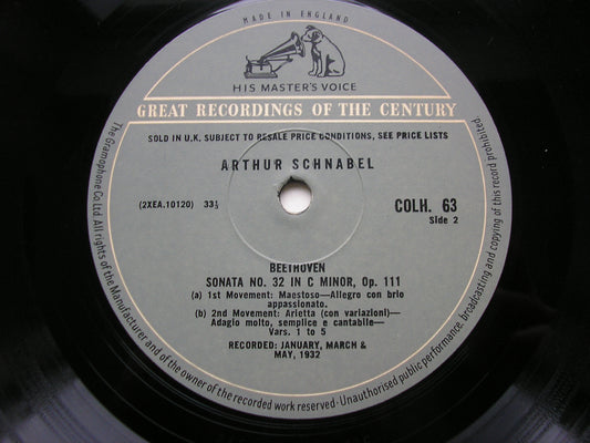 BEETHOVEN: PIANO SONATAS Nos. 31 & 32      ARTUR SCHNABEL      COLH 63