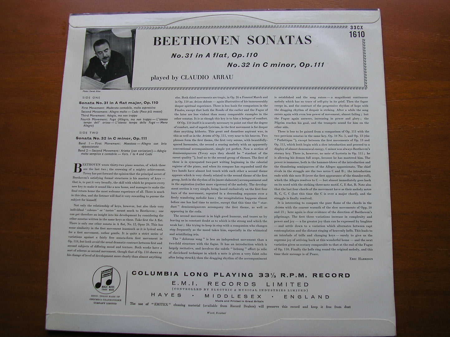 BEETHOVEN: PIANO SONATAS Nos. 31 & 32 CLAUDIO ARRAU 33CX 1610