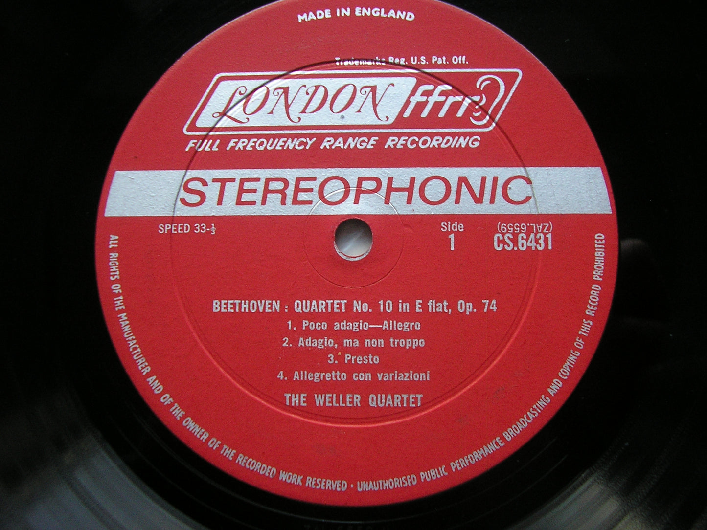 BEETHOVEN: STRING QUARTETS Nos. 10 in E / 11 in F THE WELLER QUARTET CS 6431