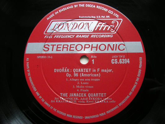DVORAK: STRING QUARTETS in F Op. 96 'American' / in D Op. 34       THE JANACEK QUARTET      CS 6394