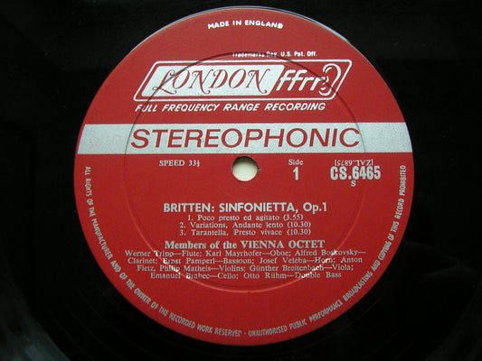 BRITTEN: SINFONIETTA Op. 1 / HINDEMITH: OCTET       THE VIENNA OCTET        CS 6465