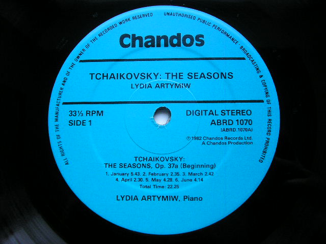 TCHAIKOVSKY: THE SEASONS LYDIA ARTYMIW ABRD 1070