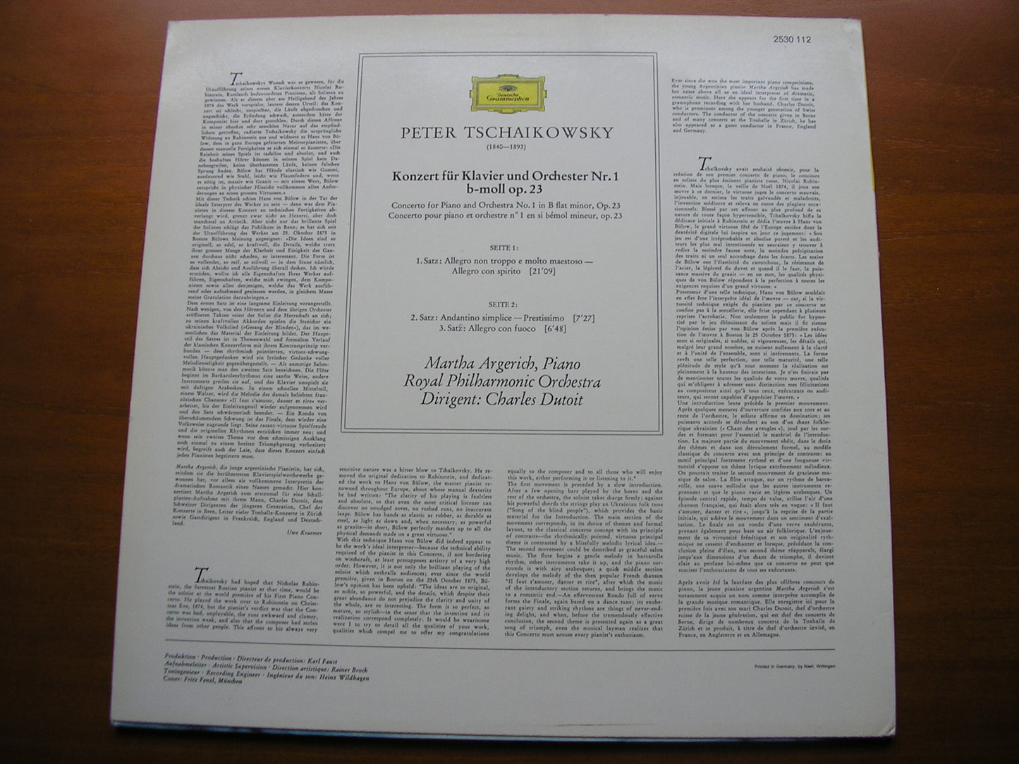 TCHAIKOVSKY: PIANO CONCERTO No.1 ARGERICH / ROYAL PHILHARMONIC / DUTOIT 2530 112