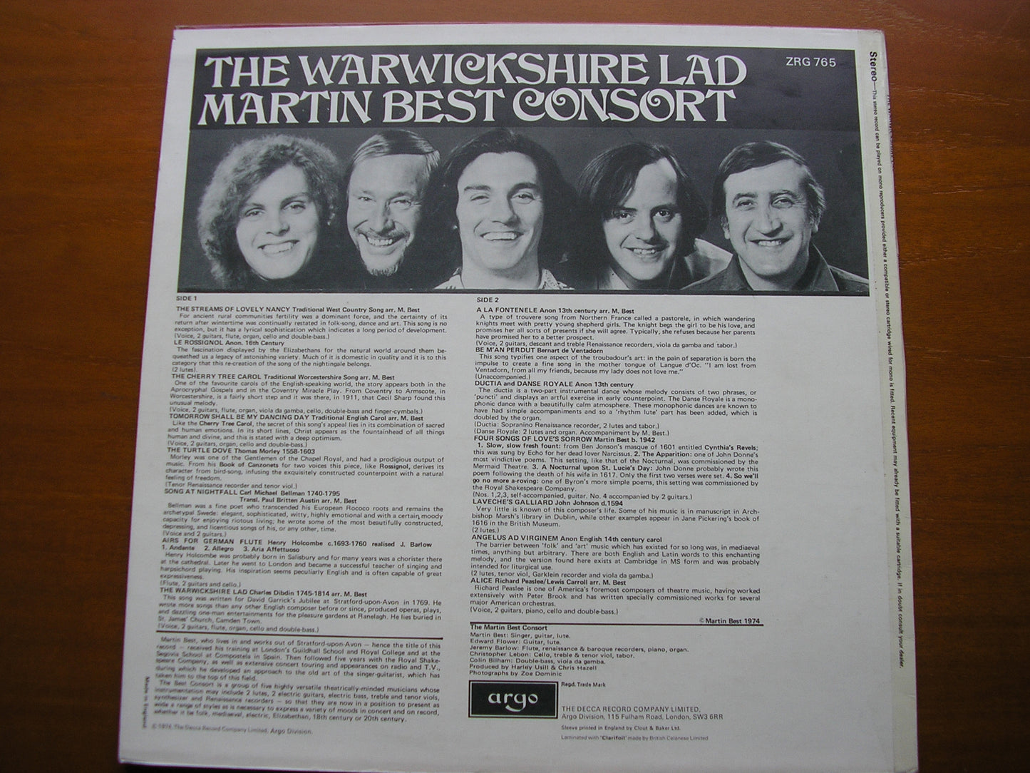 THE WARWICKSHIRE LAD: MORLEY / BELLMAN / HOLCOMBE / DE VANTADORN / JOHNSON MARTIN BEST CONSORT ZRG 765