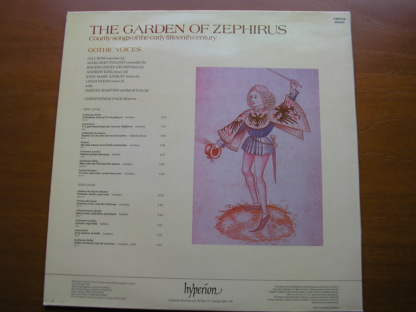 THE GARDEN OF ZEPHIRUS: COURTLY SONGS OF THE EARLY 15th CENTURY GOTHIC VOICES / PAGE A66144