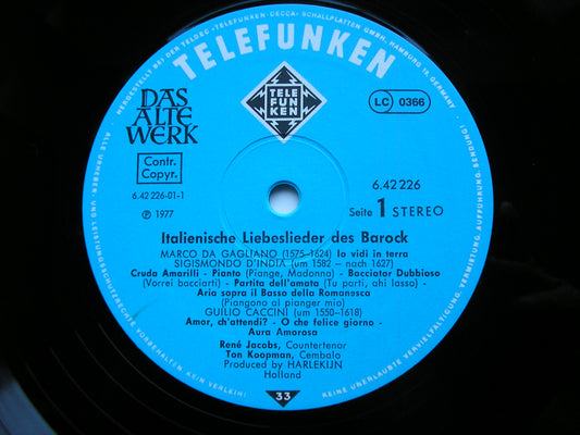 ITALIAN LOVE SONGS OF THE BAROQUE ERA    RENE JACOBS / TON KOOPMAN      6.42226