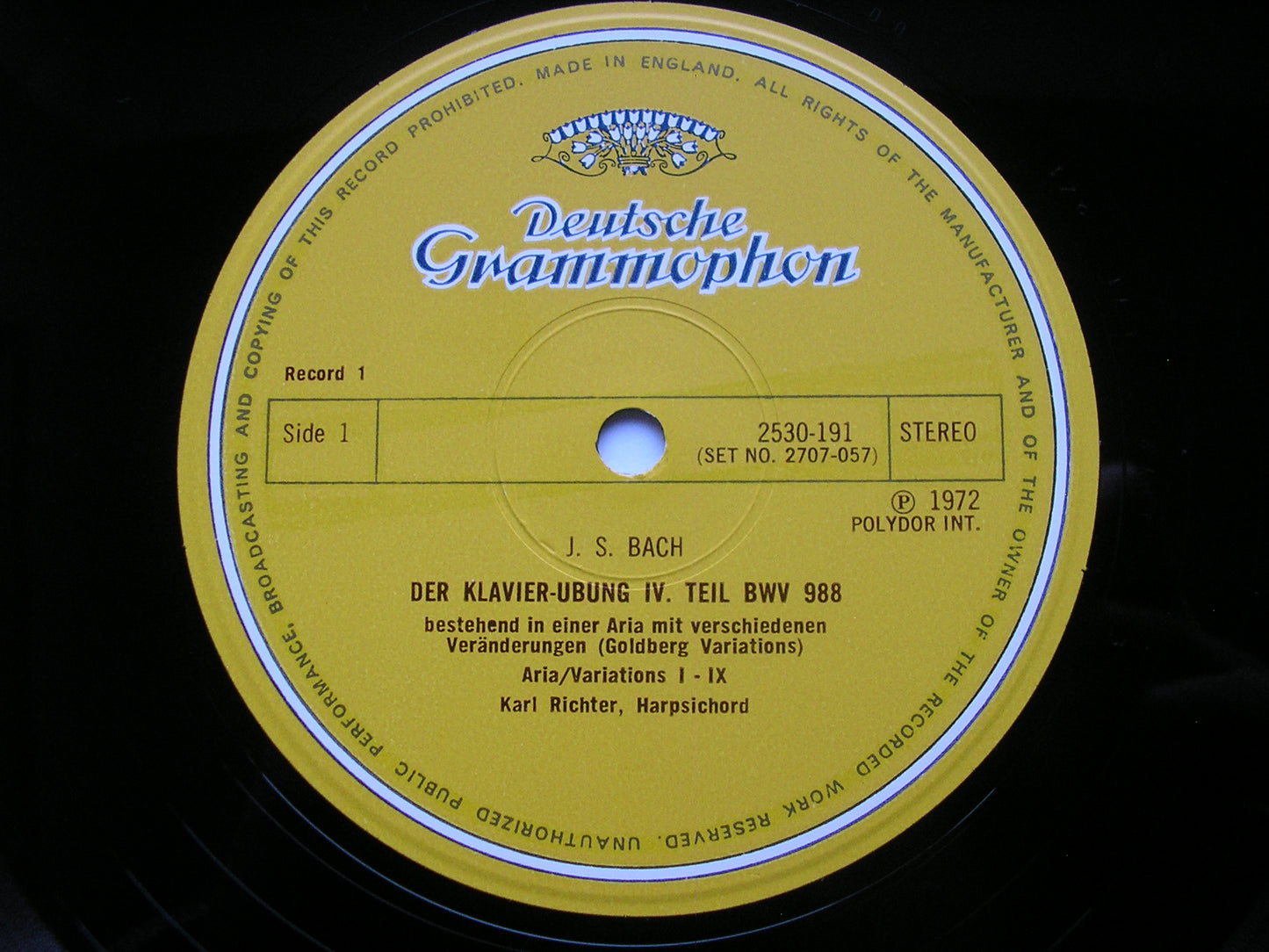 BACH: GOLDBERG VARIATIONS BWV 988        KARL RICHTER     2 LP       2707 057