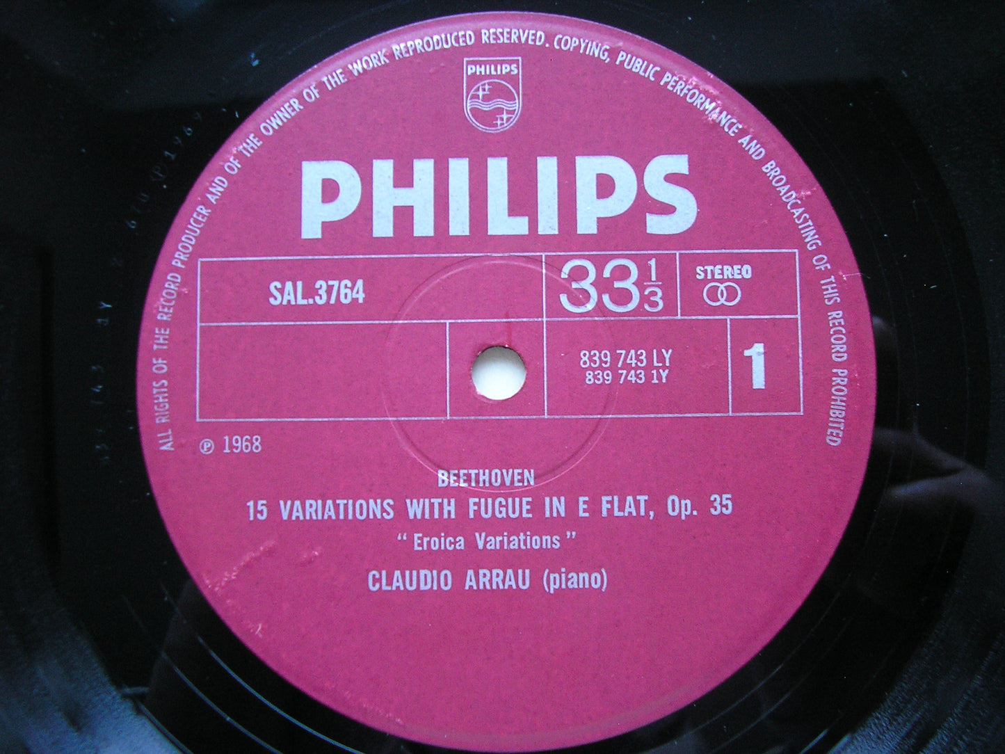 SAL 3764 BEETHOVEN: EROICA VARIATIONS / 32 VARIATIONS / 6 VARIATIONS Op. 34 CLAUDIO ARRAU SAL 3764