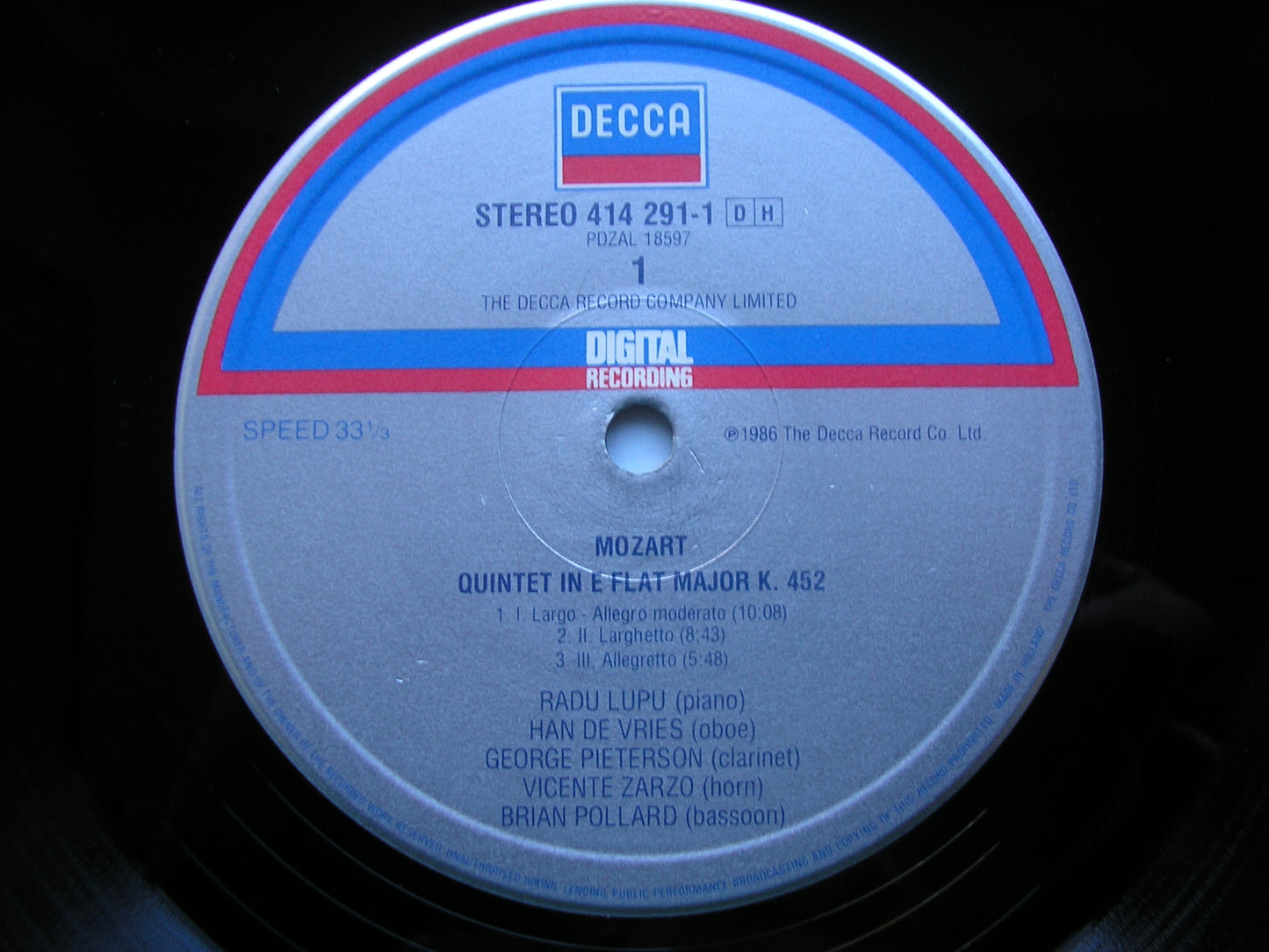 MOZART & BEETHOVEN: QUINTETS FOR PIANO & WIND     LUPU / de VRIES / PIETERSEN / ZARZO / POLLARD     414 291