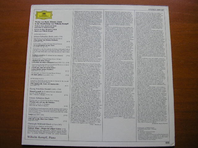 BACH / HANDEL / GLUCK: PIANO WORKS WILHELM KEMPFF 2530 647