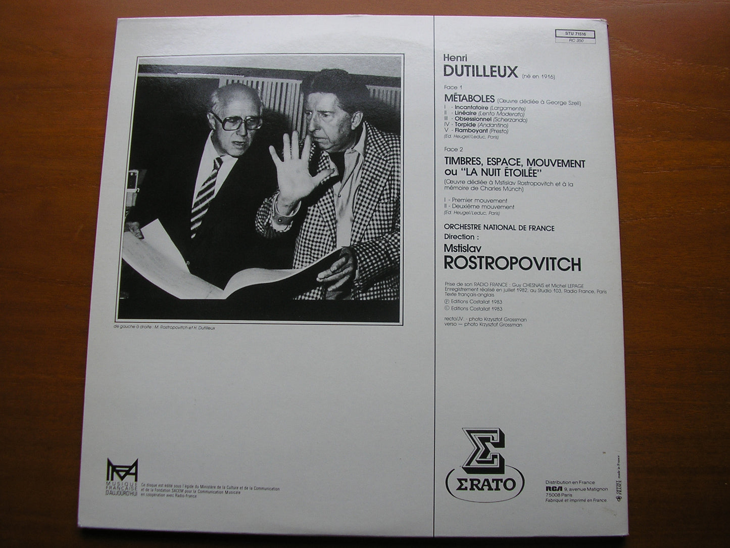 DUTILLEUX: LA NUIT ETIOLEE / METABOLES ROSTROPOVICH / FRENCH NATIONAL ORCHESTRA STU 71516