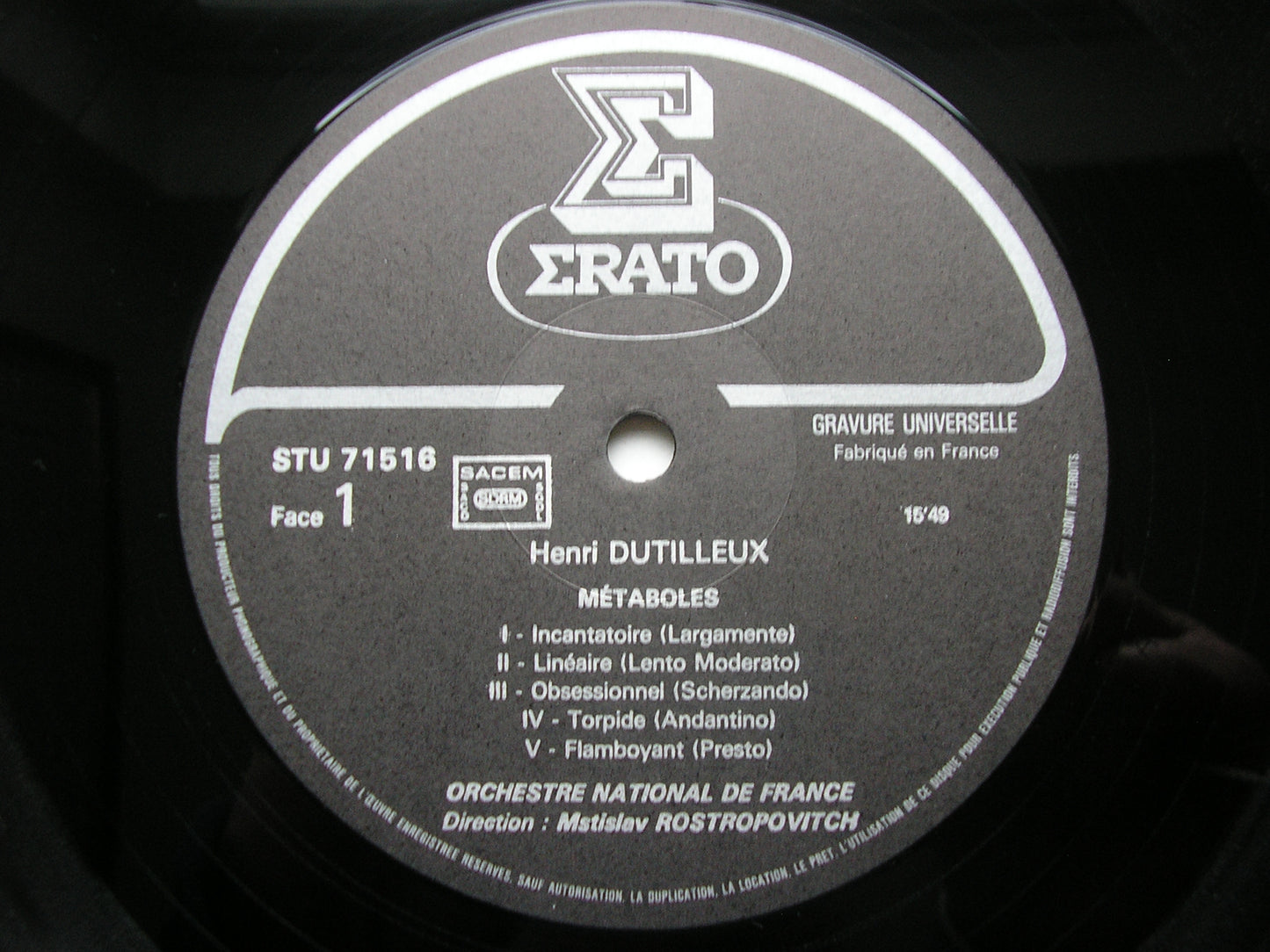 DUTILLEUX: LA NUIT ETIOLEE / METABOLES ROSTROPOVICH / FRENCH NATIONAL ORCHESTRA STU 71516