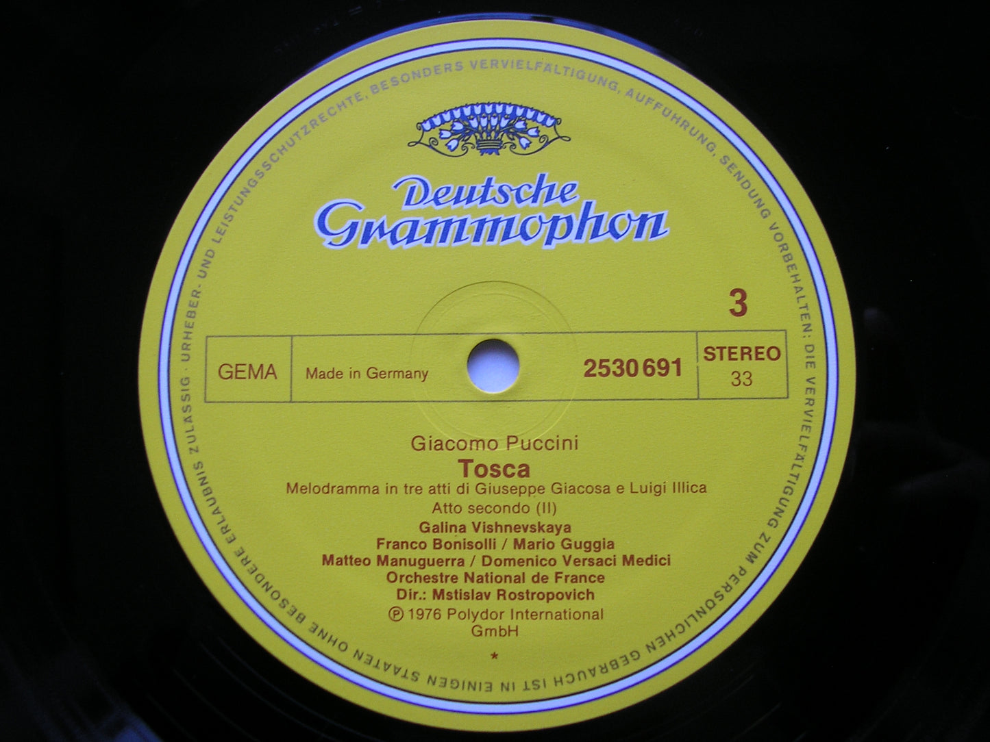 PUCCINI: TOSCA    VISHNEVSKAYA / BONISOLLI / MANUGUERRA    FRENCH NATIONAL ORCHESTRA / ROSTROPOVICH      2707 087