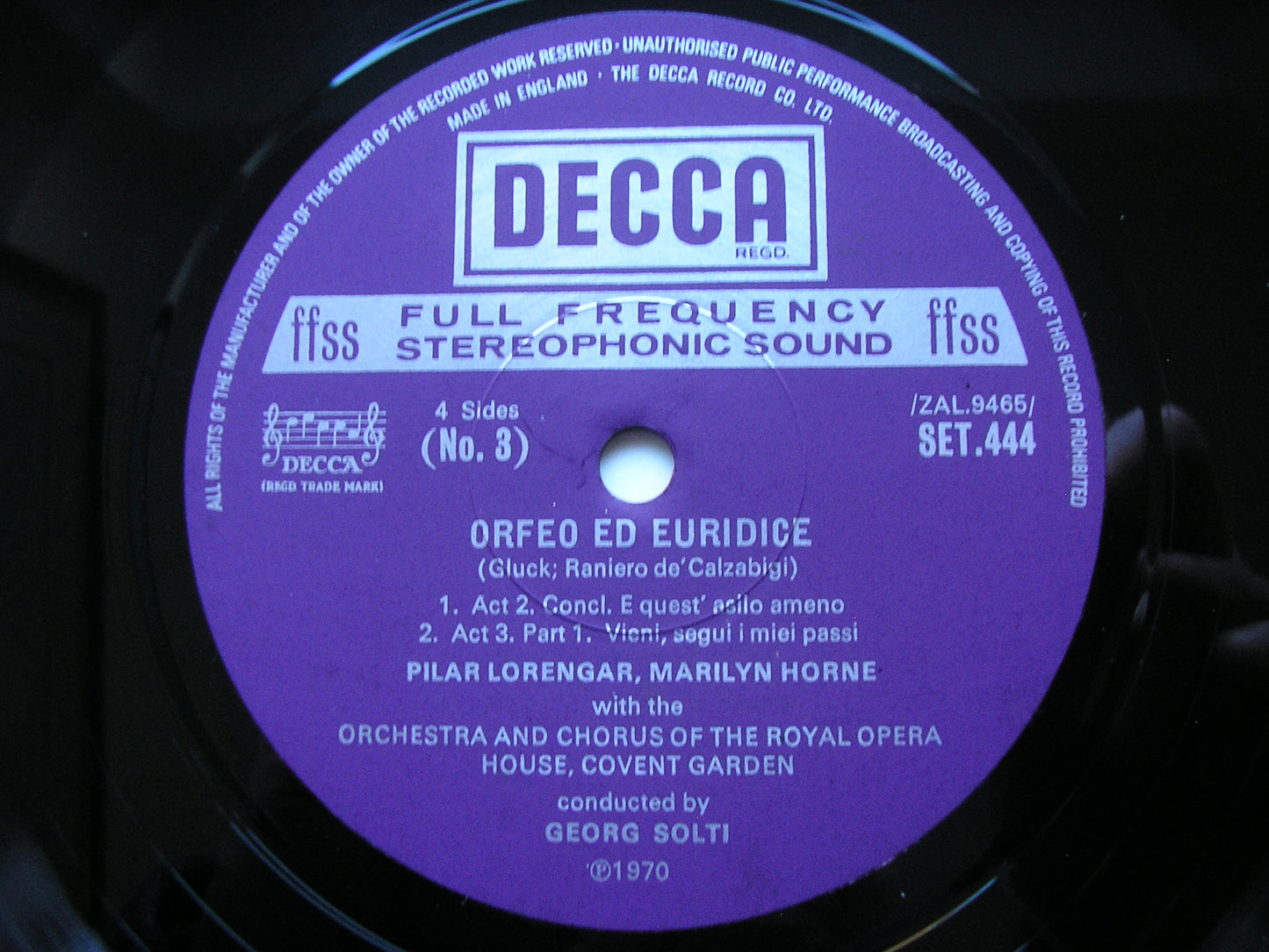 GLUCK: ORFEO ED EURIDICE    HORNE / LORENGAR / DONATH / OROHCG / SOLTI     SET 443 - 444
