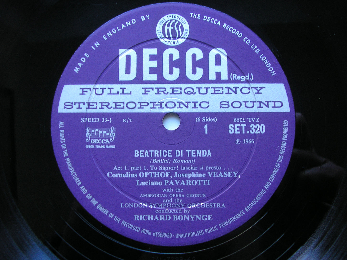 BELLINI: BEATRICE DI TENDA    SUTHERLAND / PAVAROTTI / VEASEY / OPTHOF / LONDON SYMPHONY / BONYNGE   SET 320 - 322