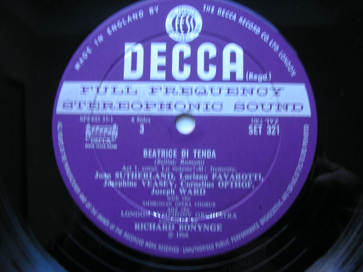 BELLINI: BEATRICE DI TENDA    SUTHERLAND / PAVAROTTI / VEASEY / OPTHOF / LONDON SYMPHONY / BONYNGE   SET 320 - 322