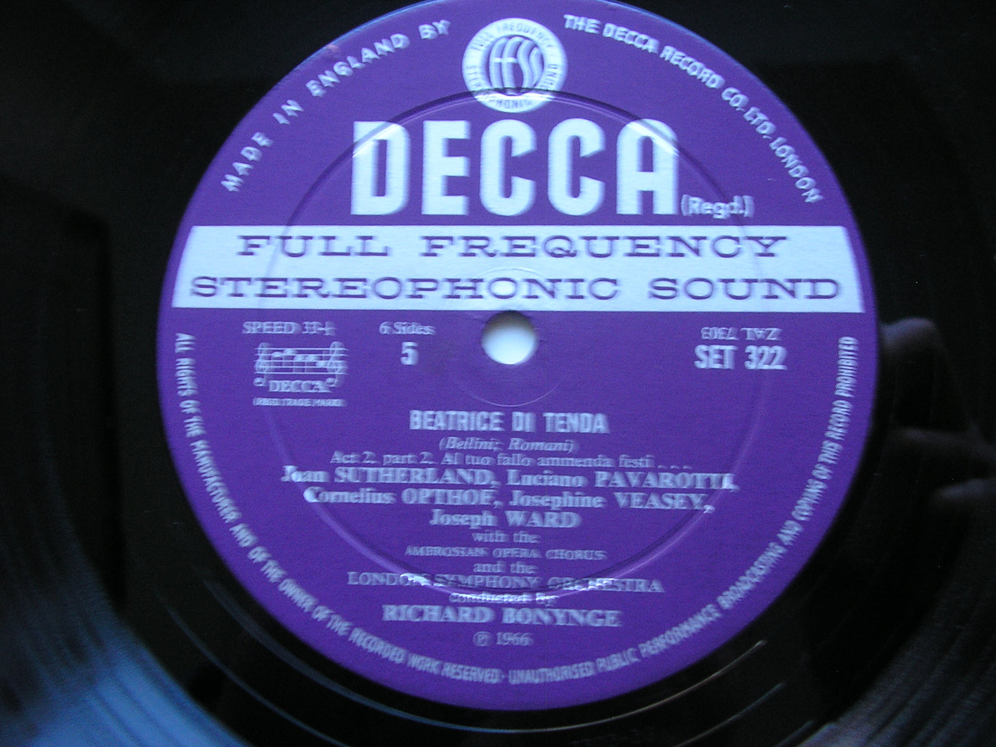 BELLINI: BEATRICE DI TENDA    SUTHERLAND / PAVAROTTI / VEASEY / OPTHOF / LONDON SYMPHONY / BONYNGE   SET 320 - 322
