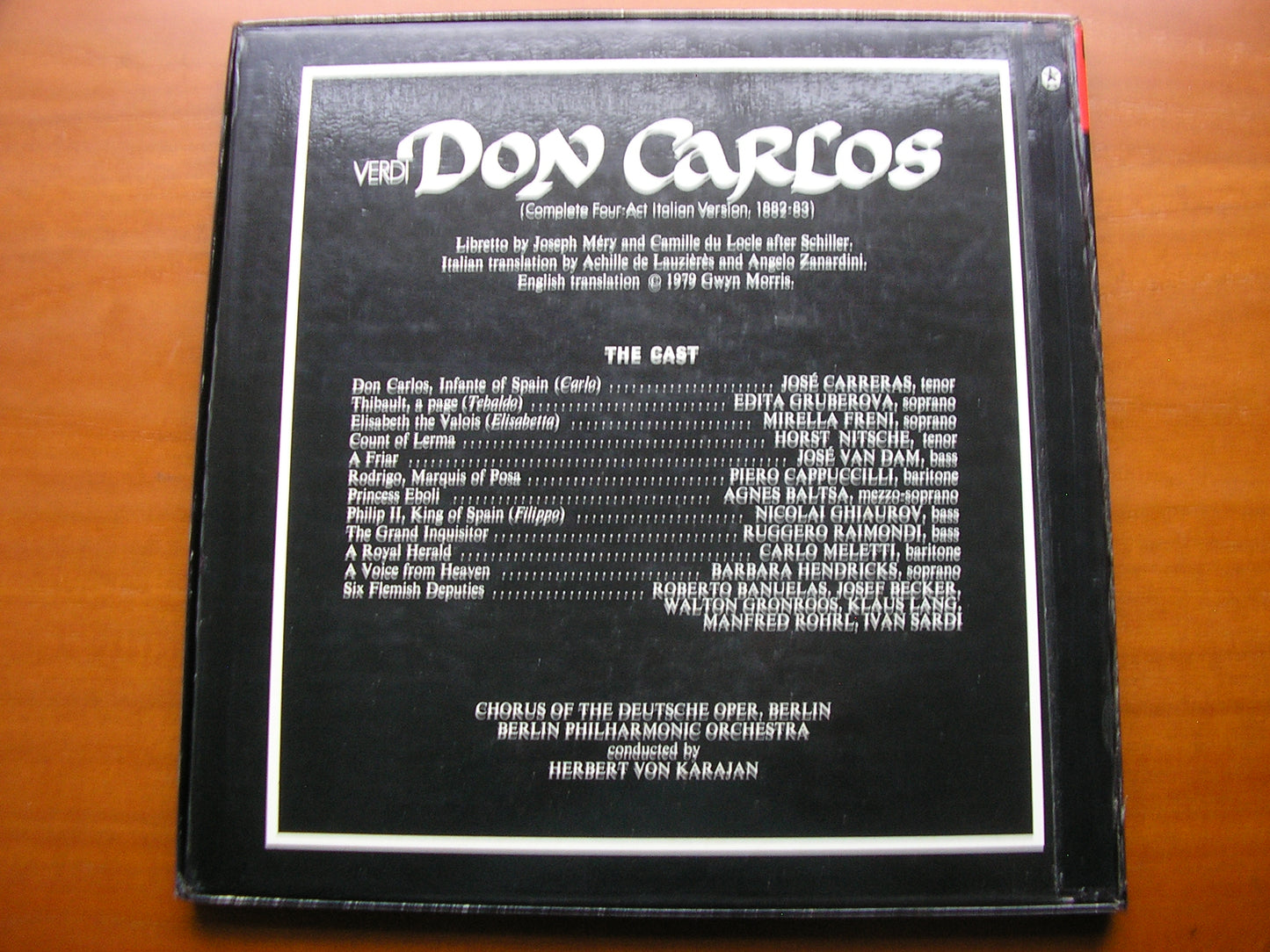 VERDI: DON CARLOS     CARRERAS / FRENI / CAPPUCCILLI / BALTSA / GHIAUROV / BERLIN PHILHARMONIC ORCHESTRA / KARAJAN     SLS 5154