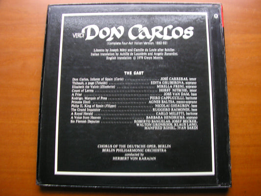 VERDI: DON CARLOS CARRERAS / FRENI / CAPPUCCILLI / BALTSA / GHIAUROV / BERLIN PHILHARMONIC ORCHESTRA / KARAJAN SLS 5154