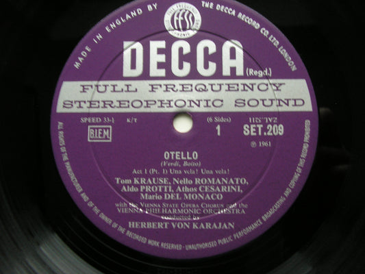 VERDI: OTELLO    DEL MONACO / TEBALDI / PROTTI / VIENNA PHILHARMONIC / KARAJAN    SET 209 - 211