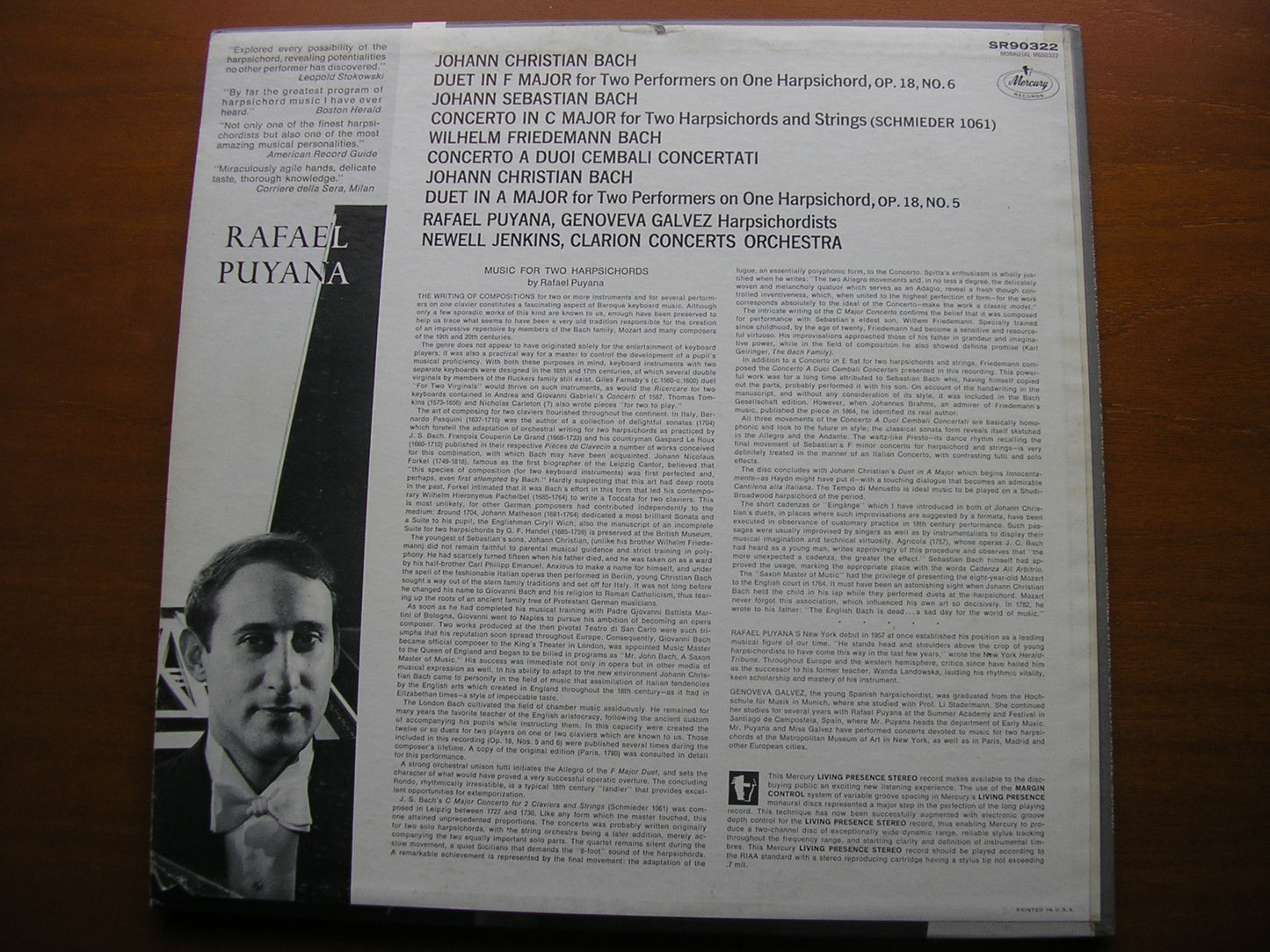 J C BACH / J S BACH / W F BACH: MUSIC FOR TWO HARPSICHORDS     PUYANA / GALVEZ     SR 90322