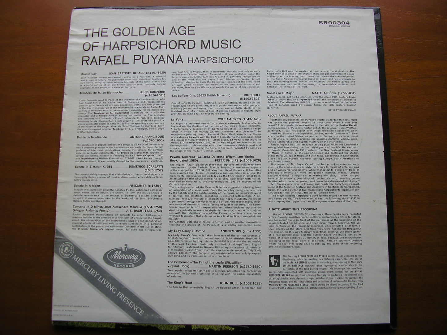 THE GOLDEN AGE OF THE HARPSICHORD RAFAEL PUYANA SR 90304