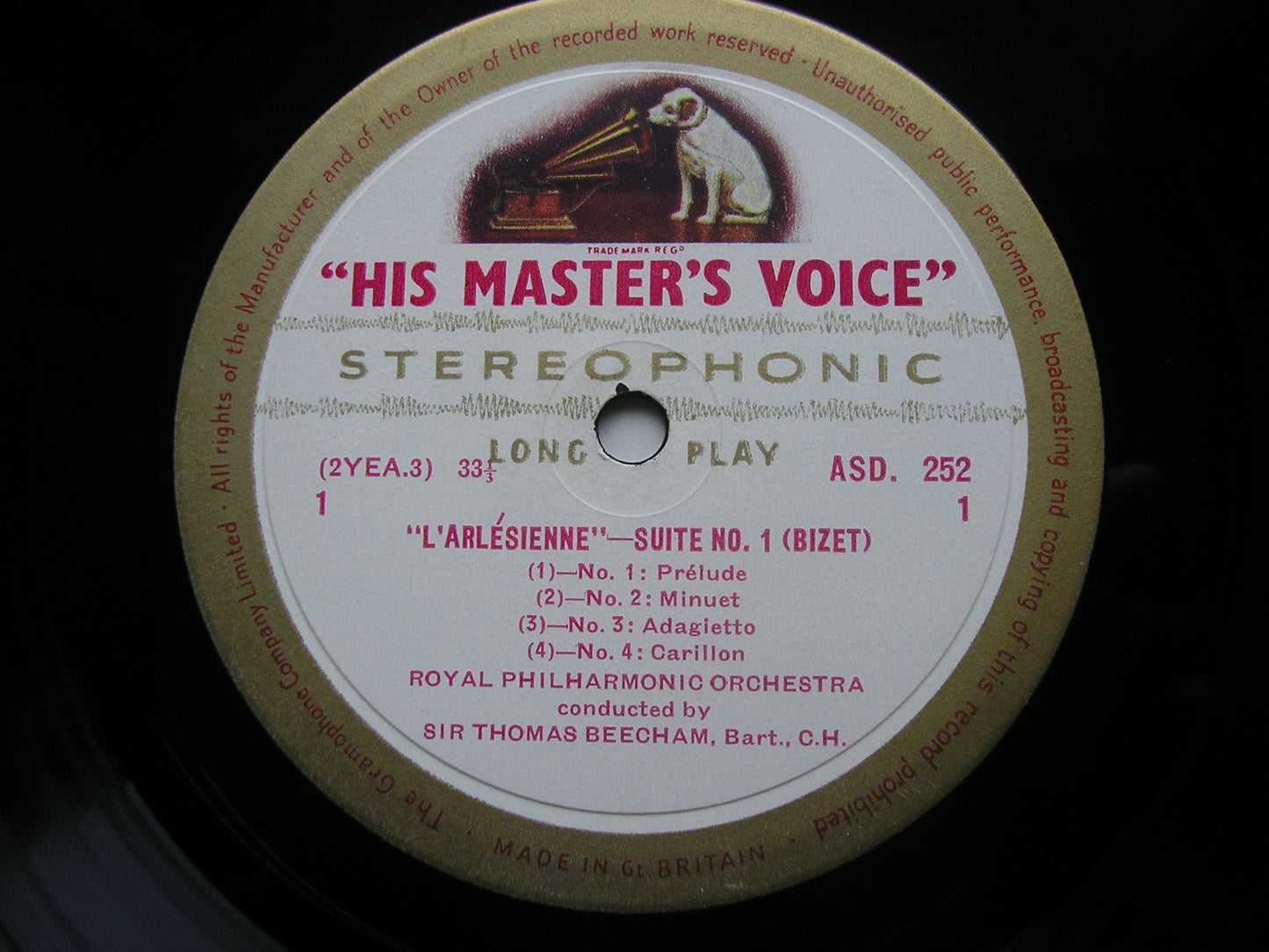 BIZET: L'ARLESIENNE Suites 1 & 2   SIR THOMAS BEECHAM / ROYAL PHILHARMONIC   ASD 252