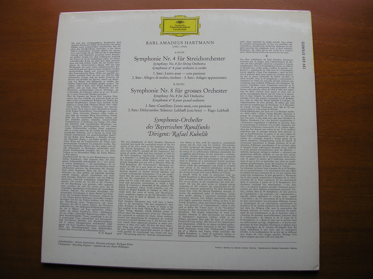 HARTMANN: SYMPHONIES Nos. 4 & 8 KUBELIK / BAVARIAN RADIO SYMPHONY 139 359