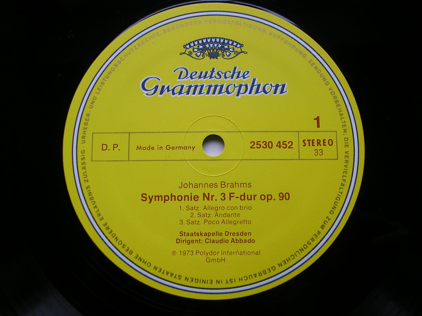 BRAHMS: SYMPHONY No. 3 / HAYDN VARIATIONS CLAUDIO ABBADO / STAATSKAPELLE DRESDEN 2530 452