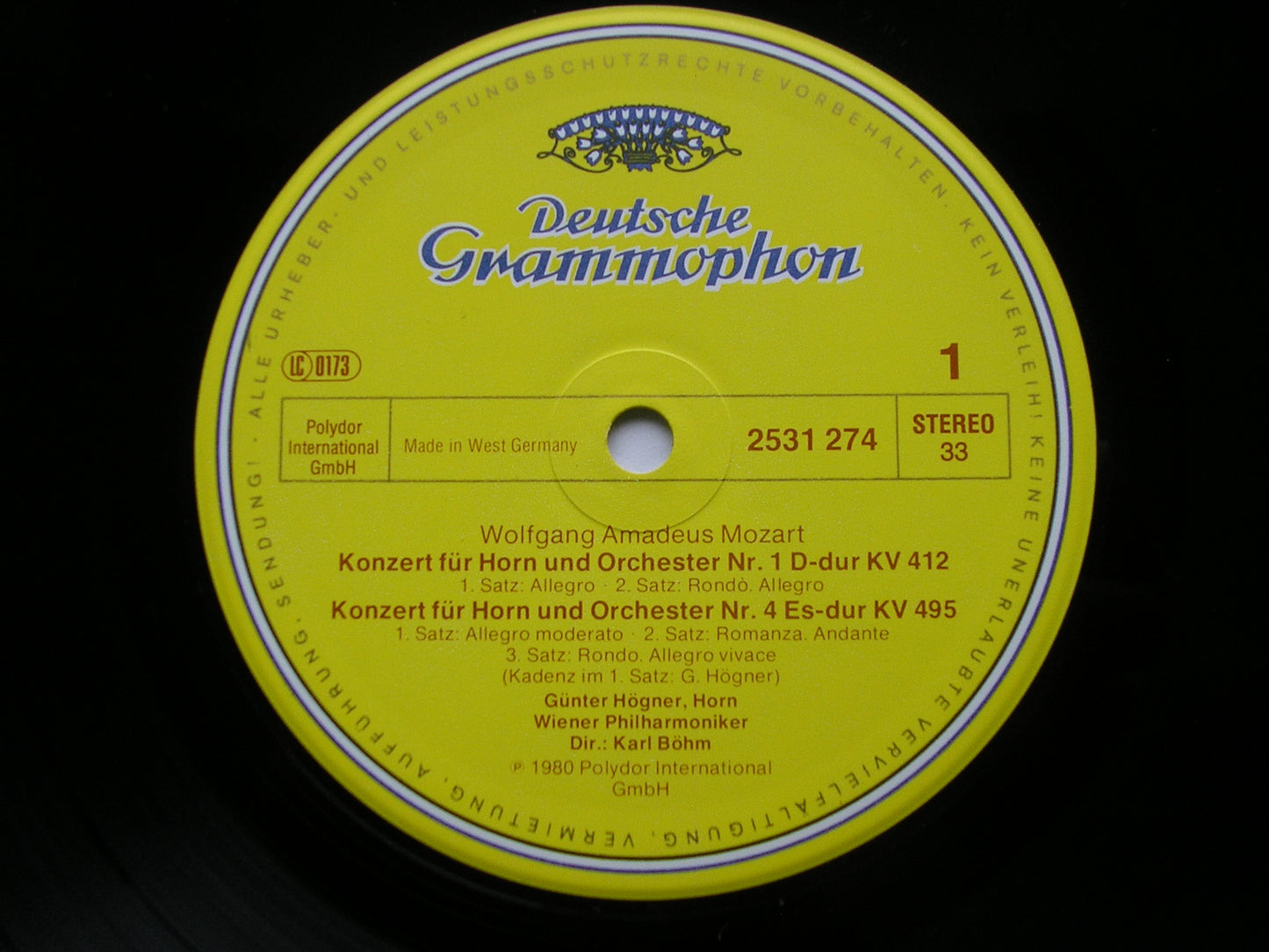 MOZART: HORN CONCERTOS HOGNER / VIENNA PHILHARMONIC / BOHM 2531 274