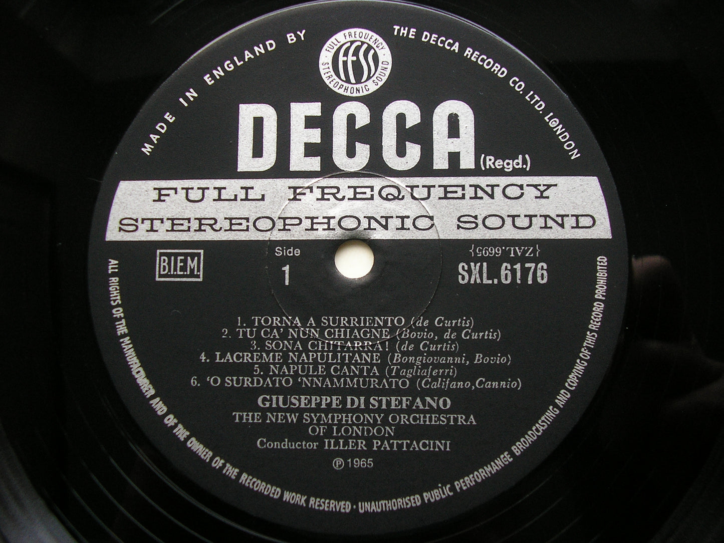 DI STEFANO SINGS NEAPOLITAN SONGS       DI STEFANO / NEW SYMPHONY ORCHESTRA / PATTACINI     SXL 6176
