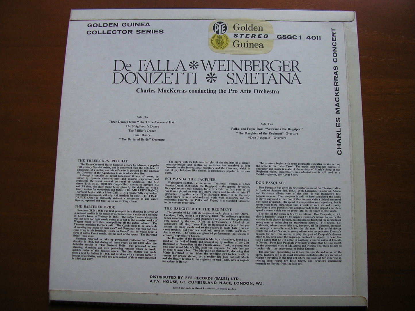 FALLA / WEINBERGER / SMETANA / DONIZETTI: ORCHESTRAL WORKS     MACKERRAS / PRO ARTE ORCHESTRA      GSGC 14011