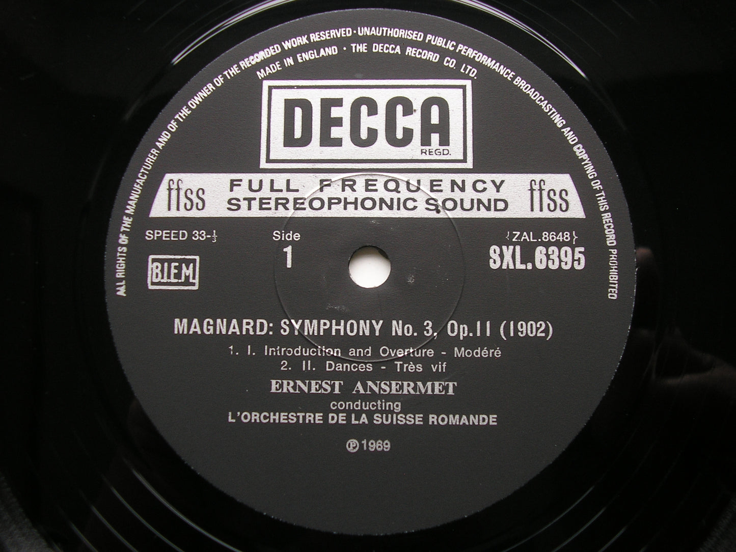 MAGNARD: SYMPHONY No. 3 / LALO: SCHERZO    ANSERMET / SUISSE ROMANDE      SXL 6395