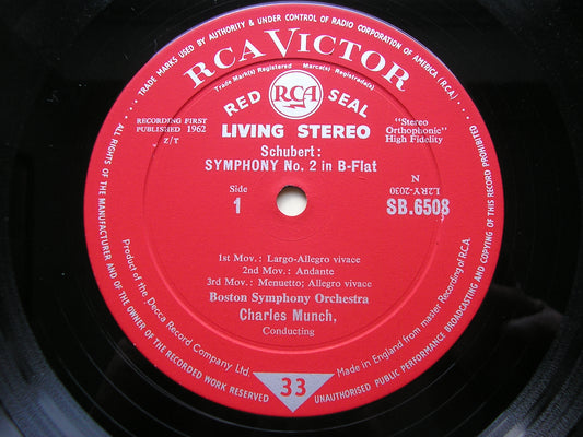 SCHUBERT: SYMPHONY No. 2 / BEETHOVEN: PROMETHEUS excerpts    MUNCH / BOSTON SYMPHONY     SB 6508