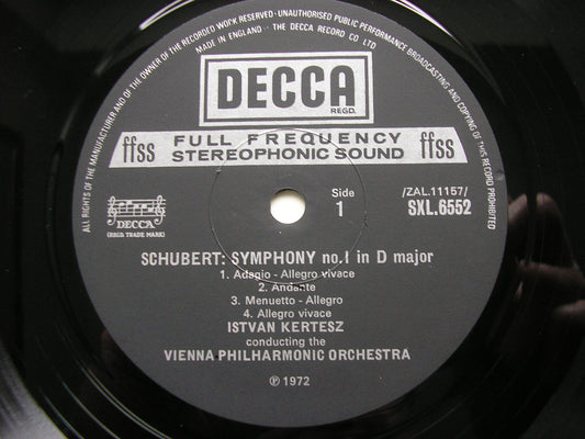 SCHUBERT: SYMPHONIES Nos. 1 & 2    ISTVAN KERTESZ / VIENNA PHILHARMONIC ORCHESTRA    SXL 6552