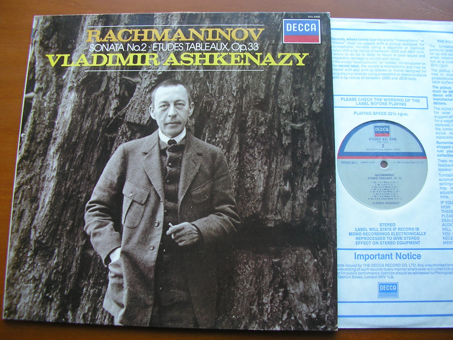 RACHMANINOV: PIANO SONATA No. 2 / ETUDES TABLEAUX Op. 33     VLADIMIR ASHKENAZY     SXL 6996