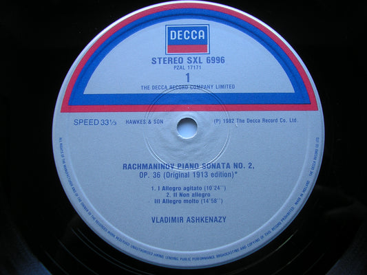 RACHMANINOV: PIANO SONATA No. 2 / ETUDES TABLEAUX Op. 33 VLADIMIR ASHKENAZY SXL 6996