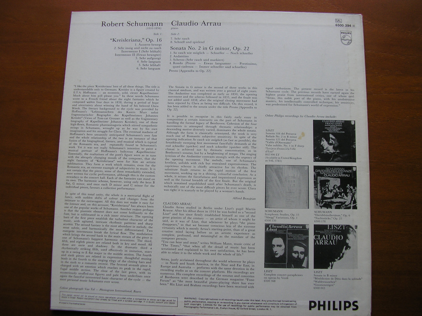 SCHUMANN: KREISLERIANA / SONATA No. 2     CLAUDIO ARRAU     6500 394