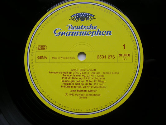 RACHMANINOV: CORELLI VARIATIONS / SIX PRELUDES     LAZAR BERMAN    2531 276