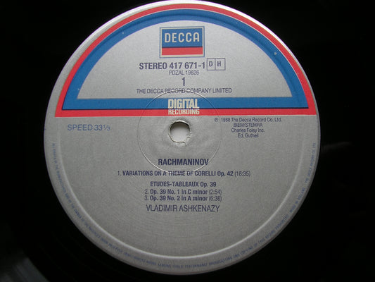 RACHMANINOV: CORELLI VARIATIONS / ETUDES-TABLEAUX Op. 39     VLADIMIR ASHKENAZY      417 671