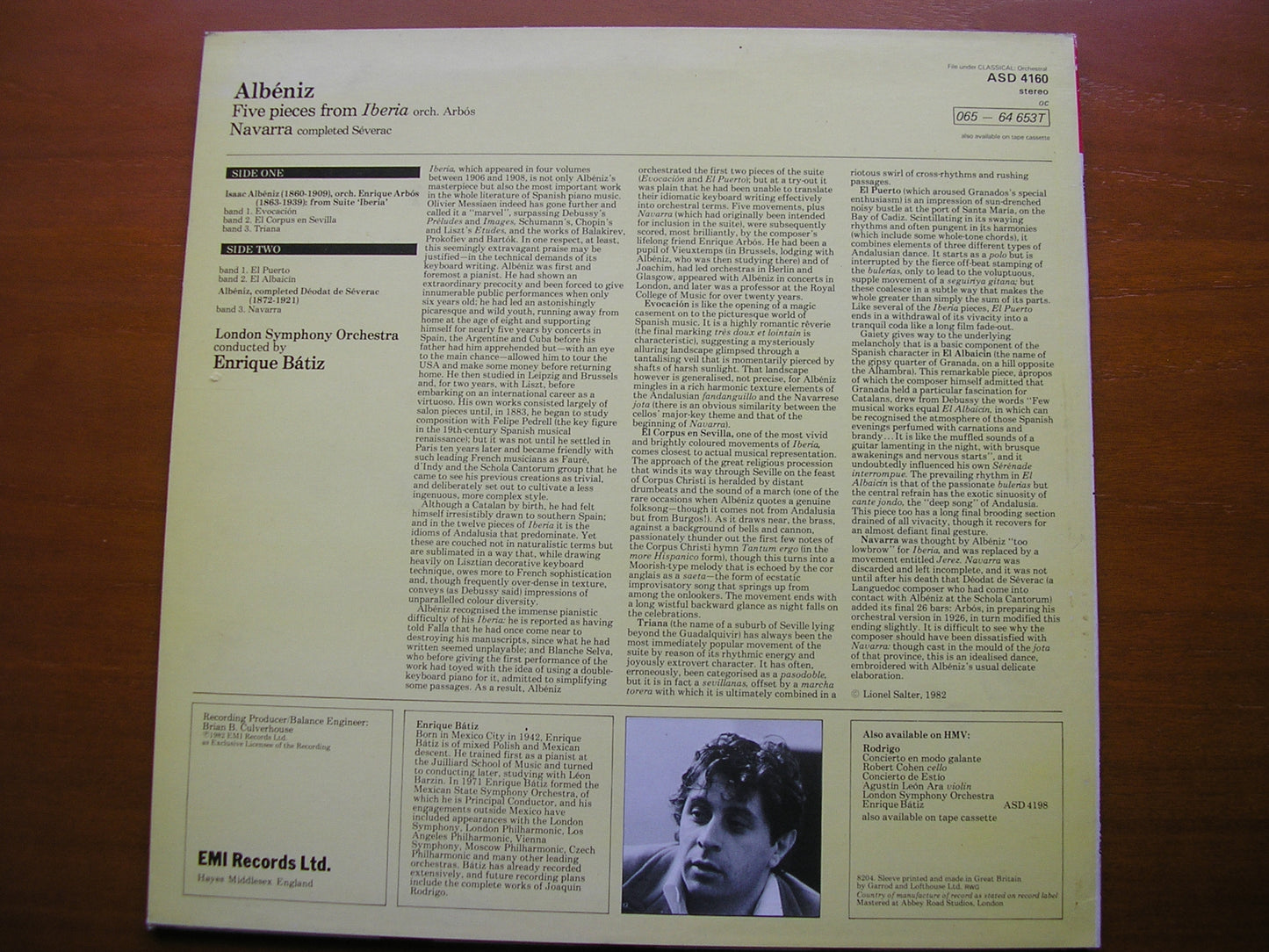 ALBENIZ: IBERIA / NAVARRA       ENRIQUE BATIZ / LONDON SYMPHONY     ASD 4160