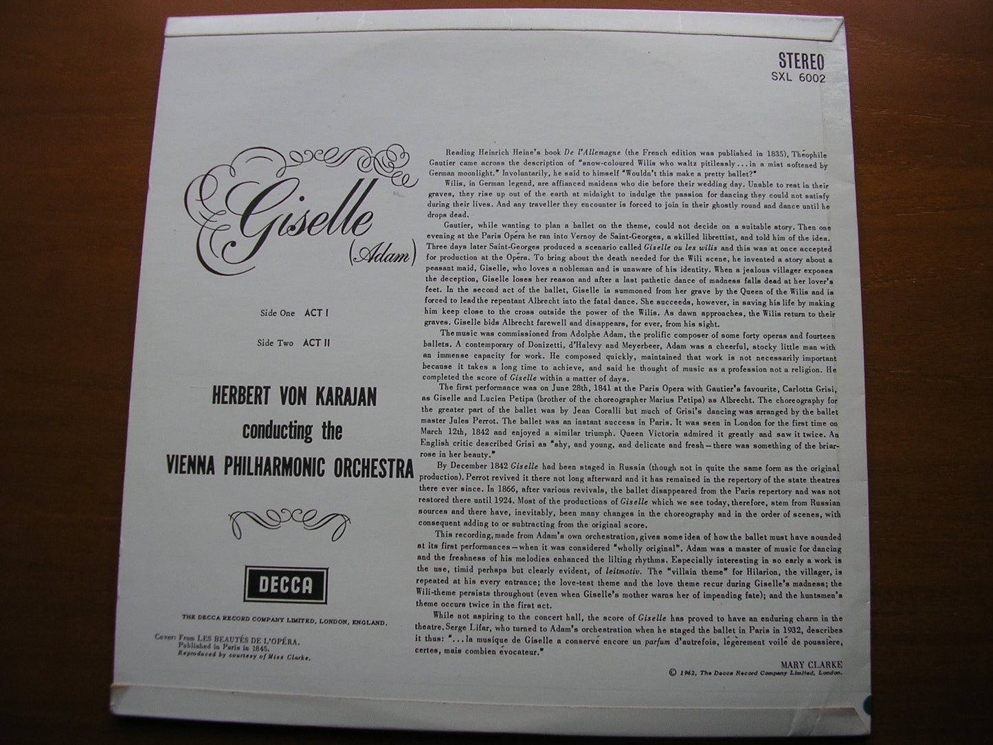 ADAM: GISELLE KARAJAN / VIENNA PHILHARMONIC SXL 6002