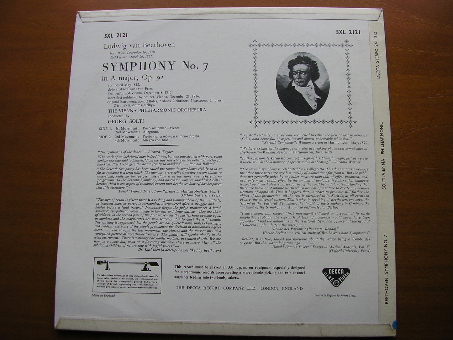 BEETHOVEN: SYMPHONY No. 7 GEORG SOLTI / VIENNA PHILHARMONIC SXL 2121