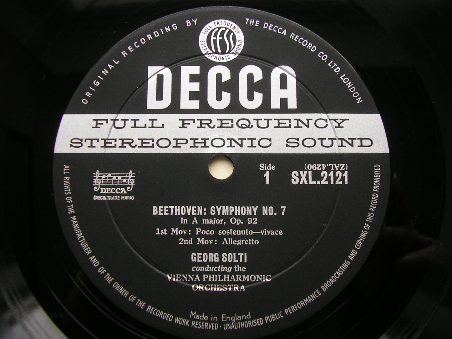 BEETHOVEN: SYMPHONY No. 7 GEORG SOLTI / VIENNA PHILHARMONIC SXL 2121