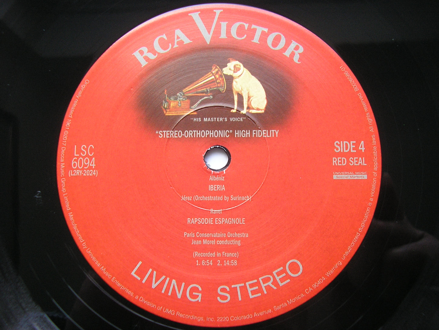ALBENIZ: IBERIA / RAVEL: RAPSODIE ESPAGNOLE     MOREL / PARIS CONSERVATOIRE ORCHESTRA    ANALOGUE PRODUCTIONS /  LSC 6094