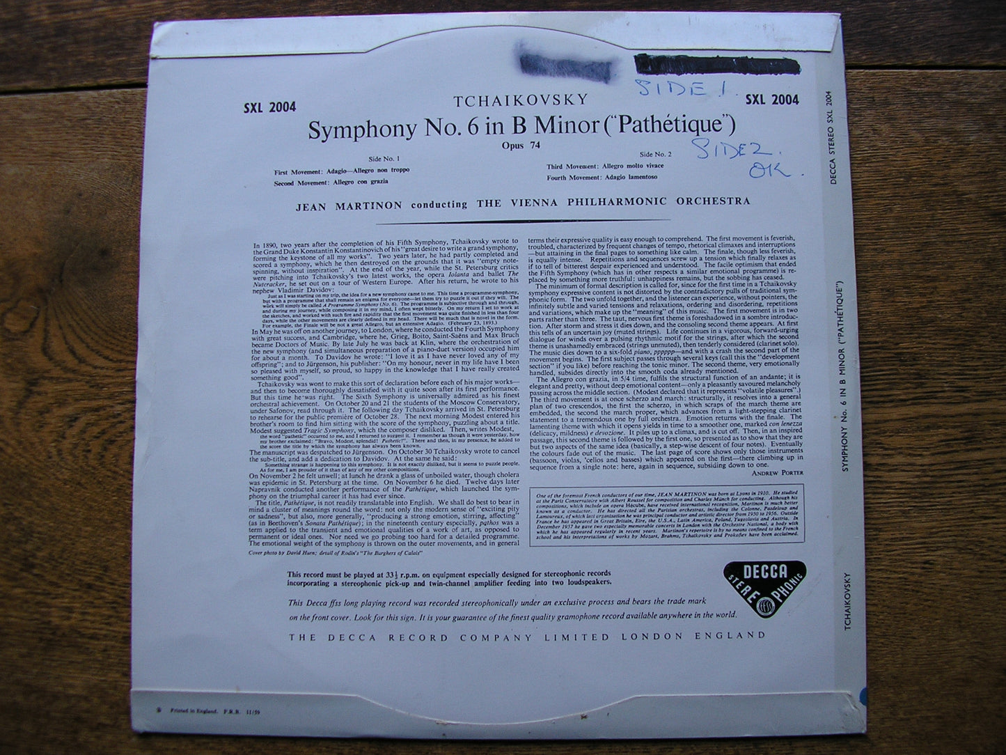 TCHAIKOVSKY: SYMPHONY No. 6 MARTINON / VIENNA PHILHARMONIC SXL 2004
