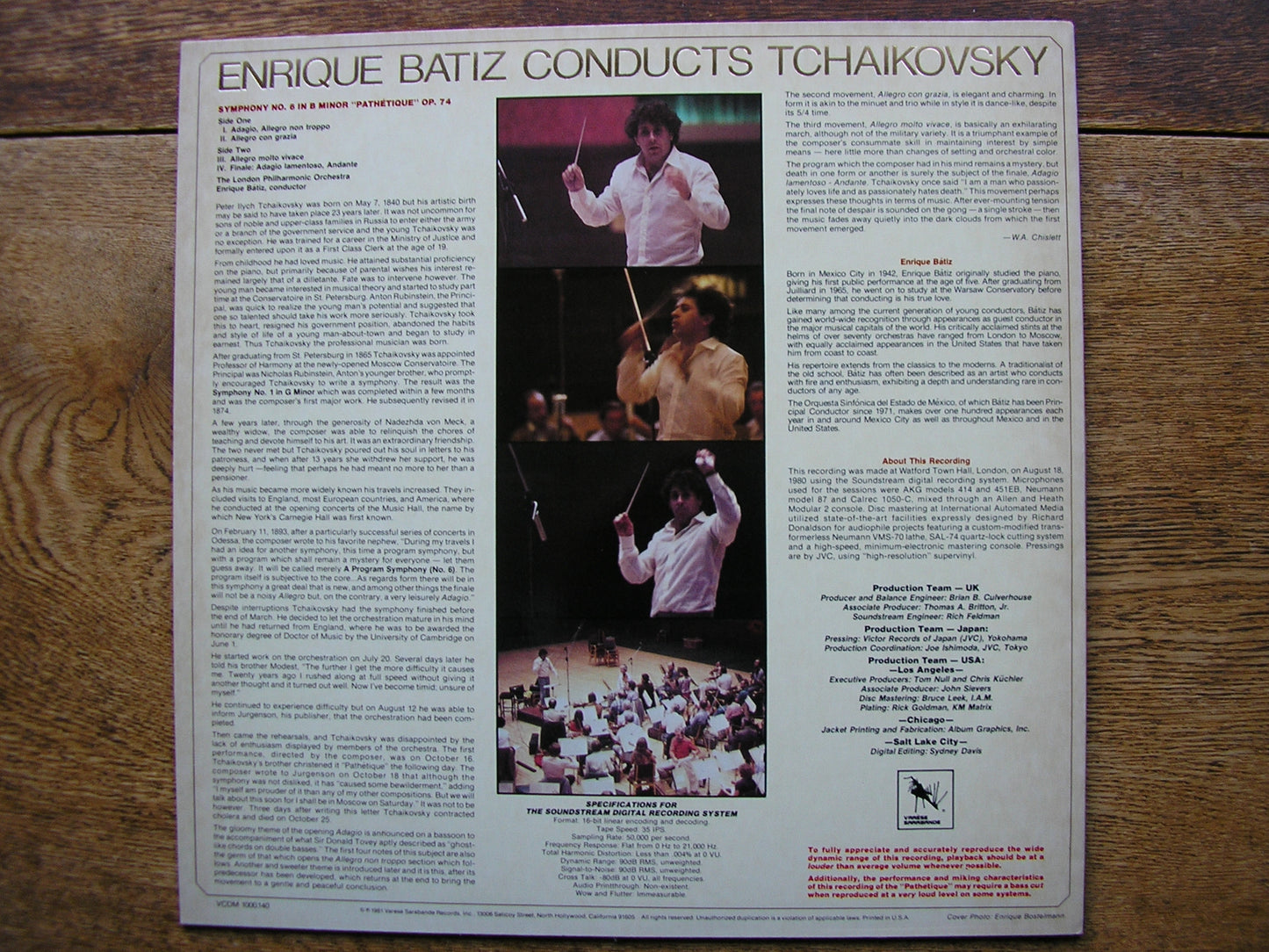 TCHAIKOVSKY: SYMPHONY No. 6 ENRIQUE BATIZ / LONDON PHILHARMONIC ORCHESTRA VCDM 10000.140