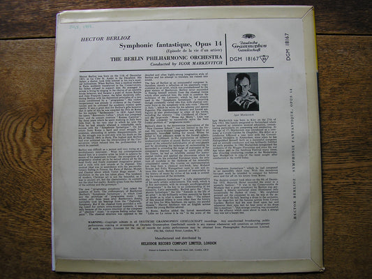 BERLIOZ: SYMPHONIE FANTASTIQUE  IGOR MARKEVITCH / BERLIN PHILHARMONIC ORCHESTRA  DGM 18167